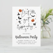 Lasst uns spukhaftes Halloween-Party weiß bekommen Einladung (Stehend Vorderseite)