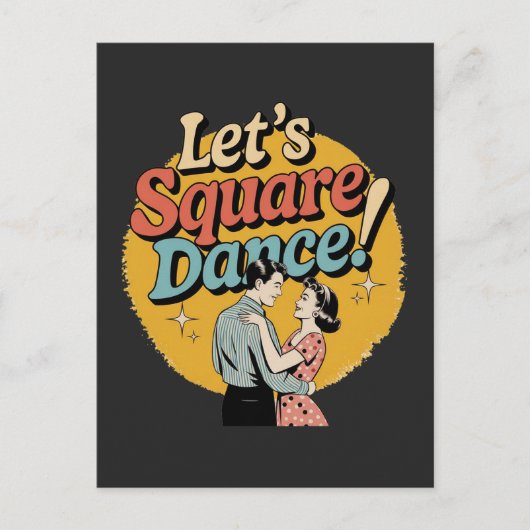 Lasst uns Square Dance machen Retro-Square-Dance-G Postkarte (Vorderseite)