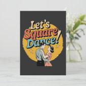 Lasst uns Square Dance Retro Square Dance-Geschenk Einladung (Stehend Vorderseite)