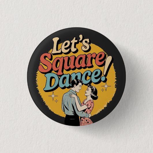 Lasst uns Square Dance tanzen Retro-Square-Dance-G Button (Vorderseite)