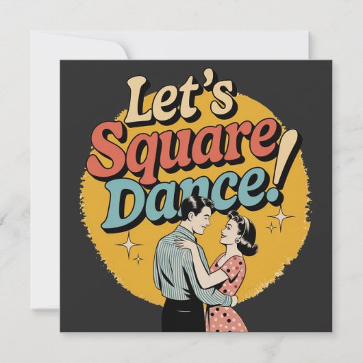 Lasst uns Square Dance tanzen Retro-Square-Dance-G Save The Date (Vorderseite)