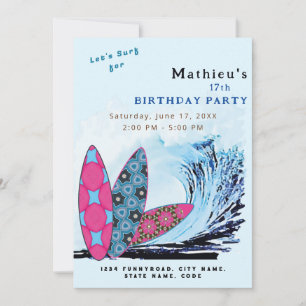 Lasst uns Surfen Surfbrett Strand Geburtstagsparty Einladung