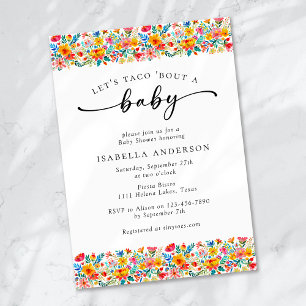 Lasst uns Taco 'Bout a Baby Floral Fiesta Baby Sho Einladung