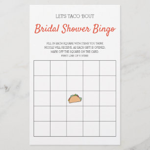 Lasst uns Taco 'Bout Brautparty Bingo Game