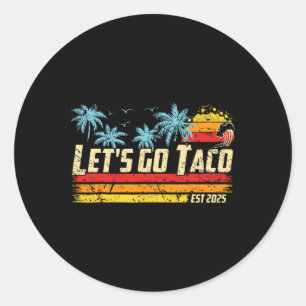 Lasst uns Taco Est 2025 Lustiger Retro-Golf von Ta Runder Aufkleber