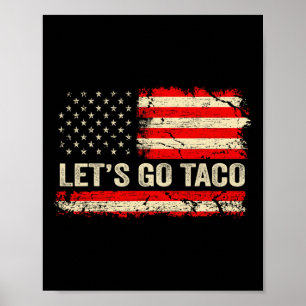 Lasst uns Taco Lustig Retro USA-Flagge Lasst uns T Poster