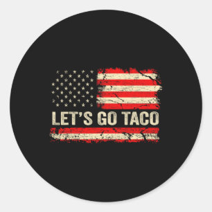 Lasst uns Taco Lustiges Retro-USA-Flagge Lasst uns Runder Aufkleber