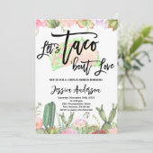 Lasst uns Taco'Bout Liebe Fiesta Couples Dusche ei Einladung (Stehend Vorderseite)