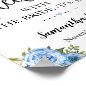 Lasst uns Tee mit Bride haben, um Blue Boho Weddin Poster (Ecke)