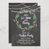 Lasst uns trinken und frohen Weihnachtskranz einla Einladung (Vorne/Hinten)