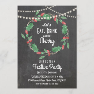 Lasst uns trinken und frohen Weihnachtskranz einla Einladung