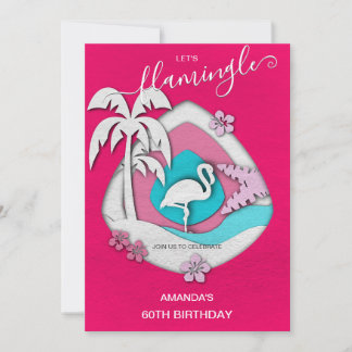 Lasst uns Tropical Flamingo 60. Geburtstag feiern Einladung