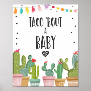 Lasst uns über ein Baby-Kaktus-Fiesta-Tischschild Poster