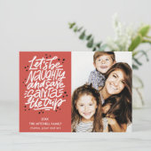 Lasst uns ungezogen gerettet Santa die Reise Funny Karte (Stehend Vorderseite)