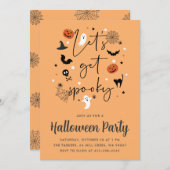 Lasst uns unheimliches Halloween-Party bekommen Einladung (Vorne/Hinten)