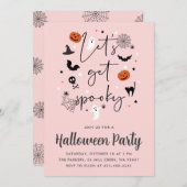 Lasst uns unheimliches Halloween-Party Pink bekomm Einladung (Vorne/Hinten)