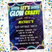 Lasst uns verrückt in das Dunkle Neon Lights Fun P Einladung