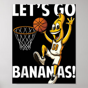 Lasst uns verrückte Bananen-Basketballspieler mit Poster