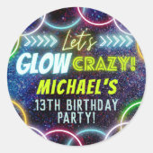Lasst uns verrückten Neon im dunklen Party glühen  Runder Aufkleber (Vorderseite)