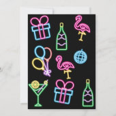 Lasst uns verrückten NeonGeburtstag glühen Einladung (Rückseite)