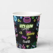 Lasst uns verrückten NeonGeburtstag glühen Pappbecher (Rückseite)