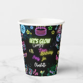 Lasst uns verrückten NeonGeburtstag glühen Pappbecher (Vorderseite)