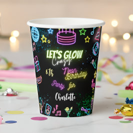 Lasst uns verrückten NeonGeburtstag glühen Pappbecher