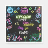 Lasst uns verrückten NeonGeburtstag glühen Serviette (Vorderseite)