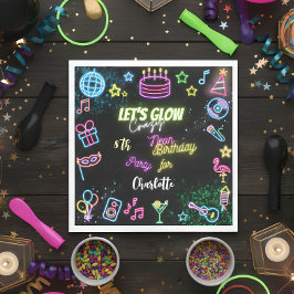 Lasst uns verrückten NeonGeburtstag glühen Serviette