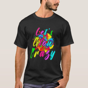 Lasst uns verrücktes Retro-Party mit farbenfrohen T-Shirt