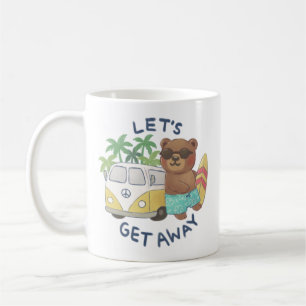 Lasst uns verschwinden: Teddybär und Zeichnung ein Kaffeetasse