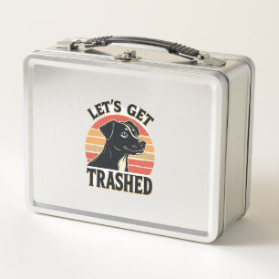 Lasst uns Vintage-Hund-Grafik Retro-Sonnenuntergan Metall Brotdose