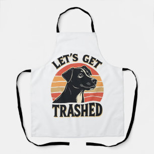 Lasst uns Vintage-Hund-Grafik Retro-Sonnenuntergan Schürze
