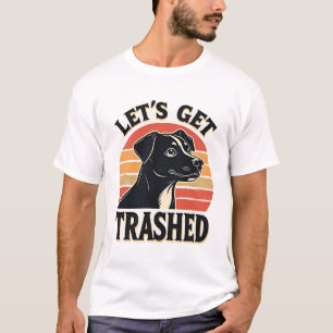 Lasst uns Vintage-Hund-Grafik Retro-Sonnenuntergan T-Shirt