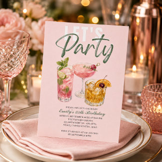 Lasst uns Wassermalerei-Cocktail-Geburtstag feiern Einladung