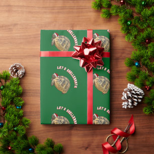 Lasst uns Weihnachten feiern Schildkröte mit Santa Geschenkpapier