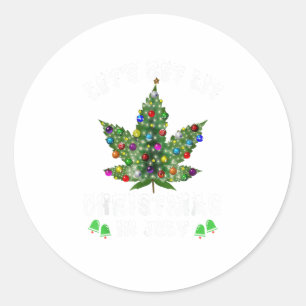Lasst uns Weihnachten im Juli Weihnachtsbaum bekom Runder Aufkleber