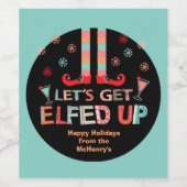 Lasst uns Weihnachten Party-Elf-Weinetiketten leck Weinetikett (Einzelnes Label)