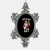 Lasst uns Weihnachten trinken Bier Weihnachten. Schneeflocken Zinn-Ornament (Links)