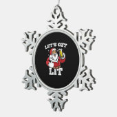 Lasst uns Weihnachten trinken Bier Weihnachten. Schneeflocken Zinn-Ornament (Rechts)