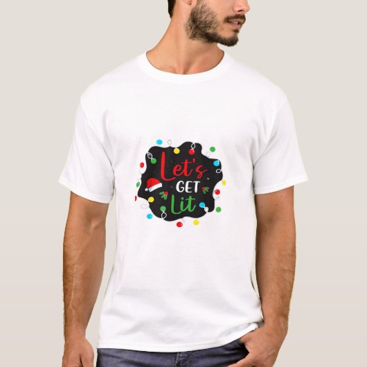 Lasst uns Weihnachten trinken Lights Santa Esse T-Shirt (Vorderseite)