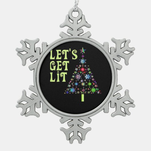 Lasst uns Weihnachts-Funny-Design bekommen Schneeflocken Zinn-Ornament (Vorderseite)