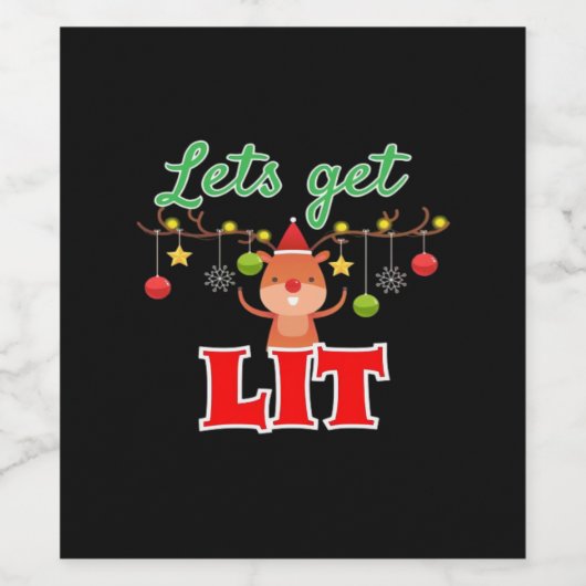 Lasst uns Weihnachts-Rentier-Funny holen Weinetikett (Einzelnes Label)