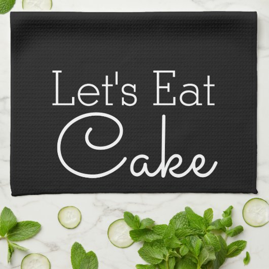 Lasst uns weißes Skript essen Geschirrtuch (Gefaltet)