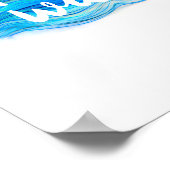 Lasst uns Wellen blaue und weiße Wasserfarbe zitie Poster (Ecke)