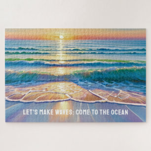 Lasst uns Wellen machen Küstenozean Sonnenuntergan Puzzle