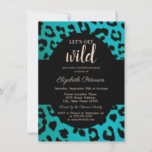 Lasst uns Wild Chic Leopard Print Blue holen Einladung (Vorderseite)