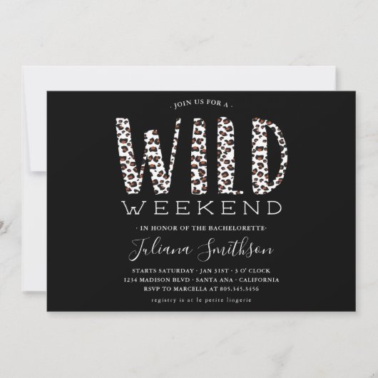 Lasst uns Wild Leopard Bachelorette Weekend gewinn Einladung (Vorderseite)