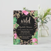 Lasst uns Wild machen, Animal Print Blätter Bachel Einladung (Stehend Vorderseite)