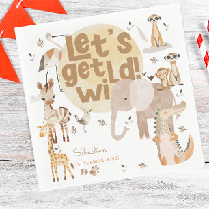 Lasst uns wilde Safari-Tiere Kindergeburtstag hole Serviette